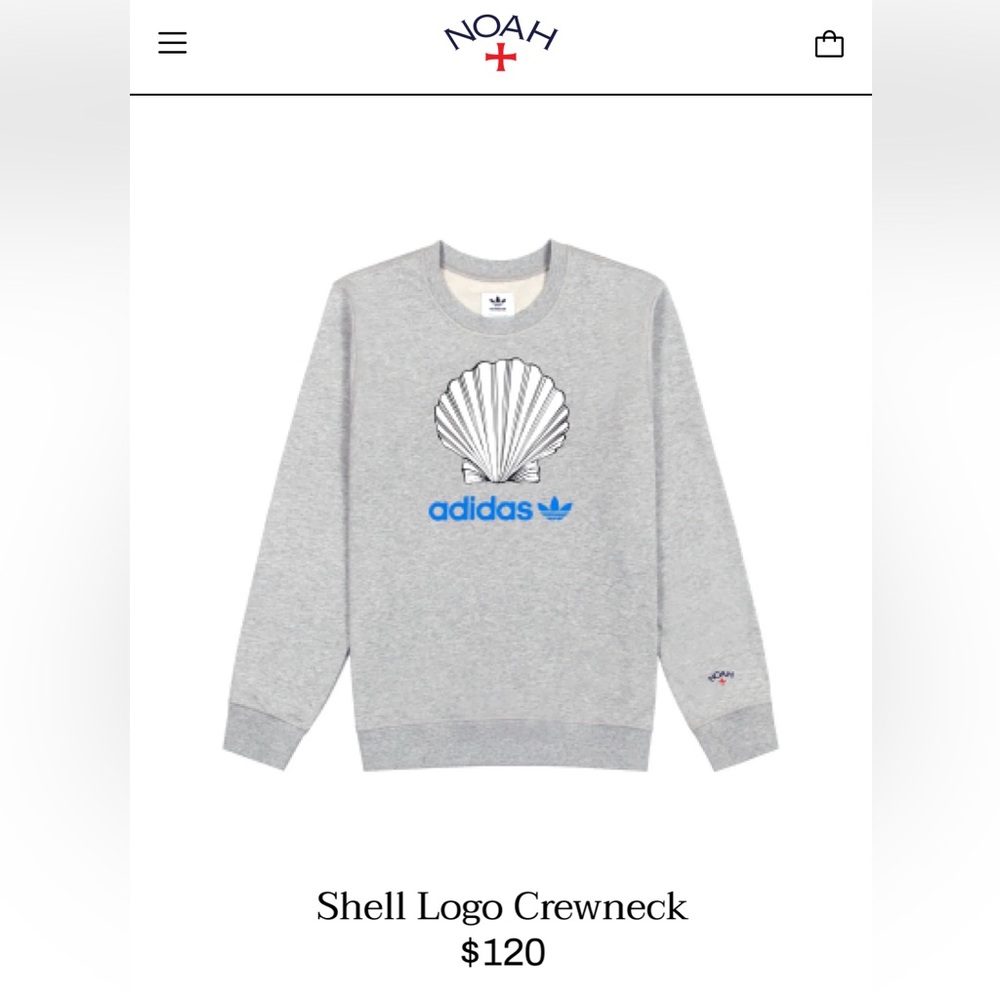 Adidas Noah collab  Gray Crewneck Sweater shell medium nwt